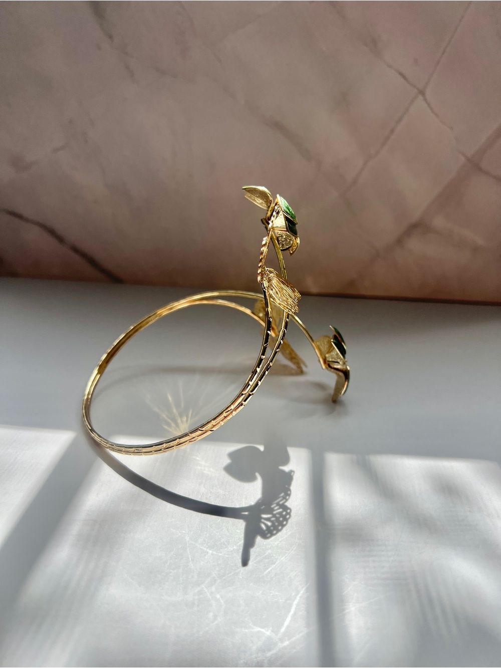 Gold Green Floral Arm Cuff - Women's Jewelry - Picture 3 of 4